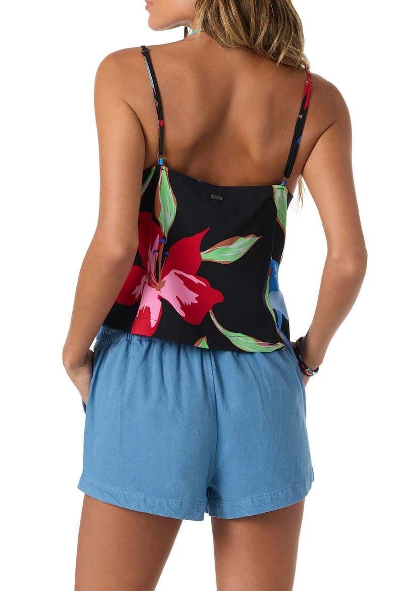 Matilda Floral Print Sleeveless Top, Alternate, color, BLACK