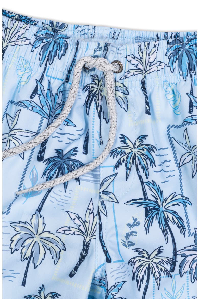 Kids' Palm Tree Volley Swim Trunks, Alternate, color, LIGHT BLUE