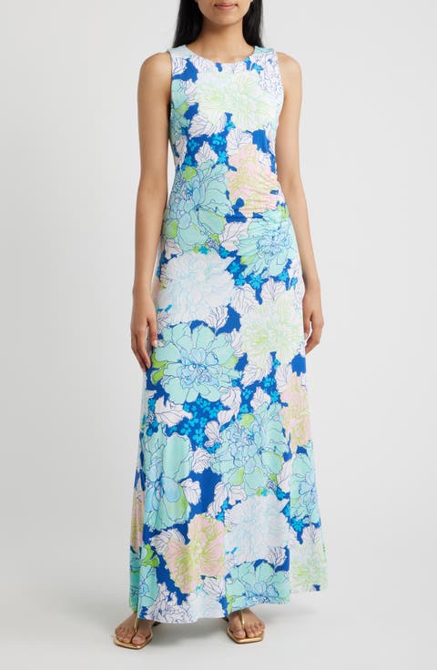 Carolita Ruched Sleeveless Maxi Dress