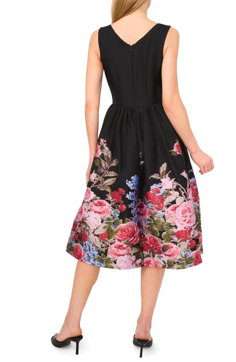 Ted Baker Floral Sleeveless Brocade Fit & Flare Midi Dress, Alternate, color, Rich Black