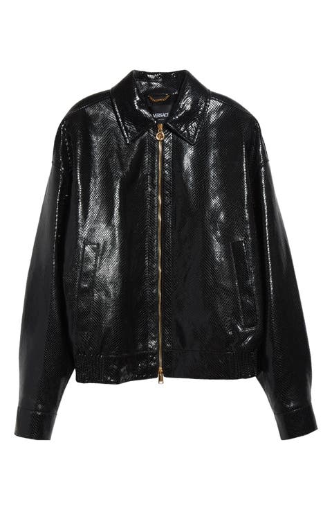 Python Embossed Leather Jacket