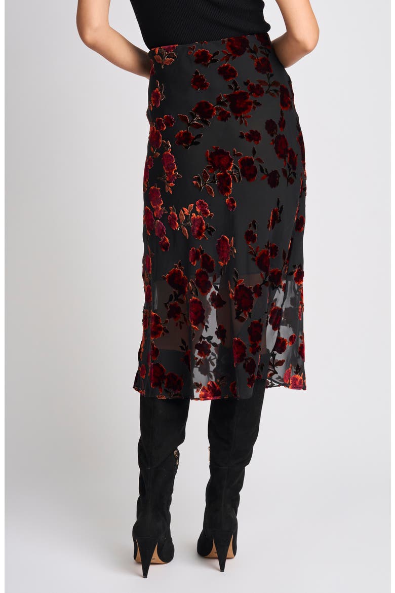 Burnout Bias Cut Midi Skirt, Alternate, color, RICH BLACK 060
