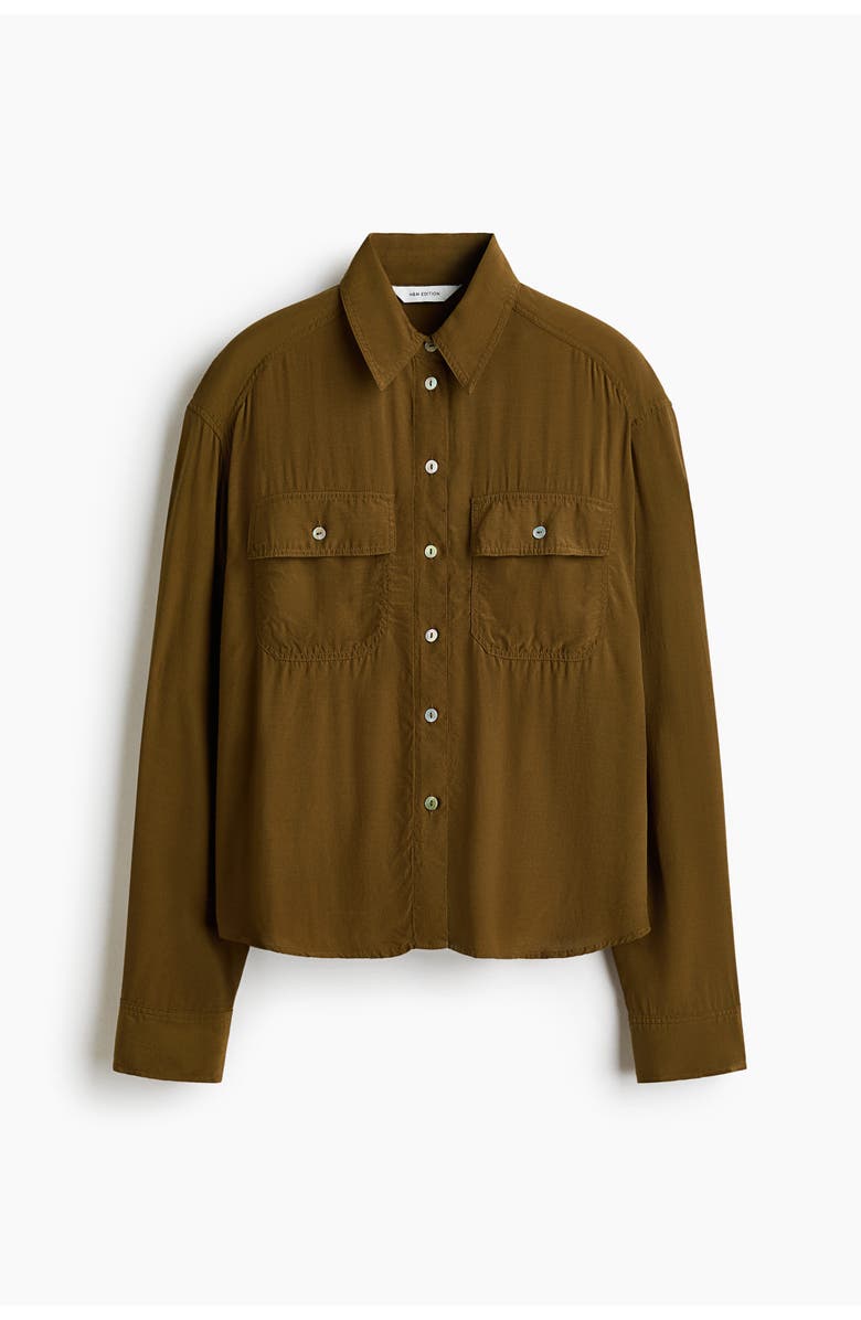 H&M Viscose Shirt, Main, color, Dark Khaki Green