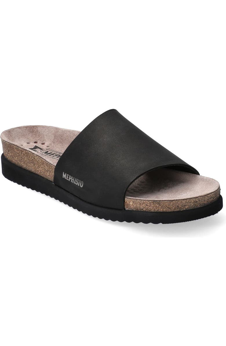 Mephisto Hanik Slide Sandal, Main, color, Black Nubuck Leather
