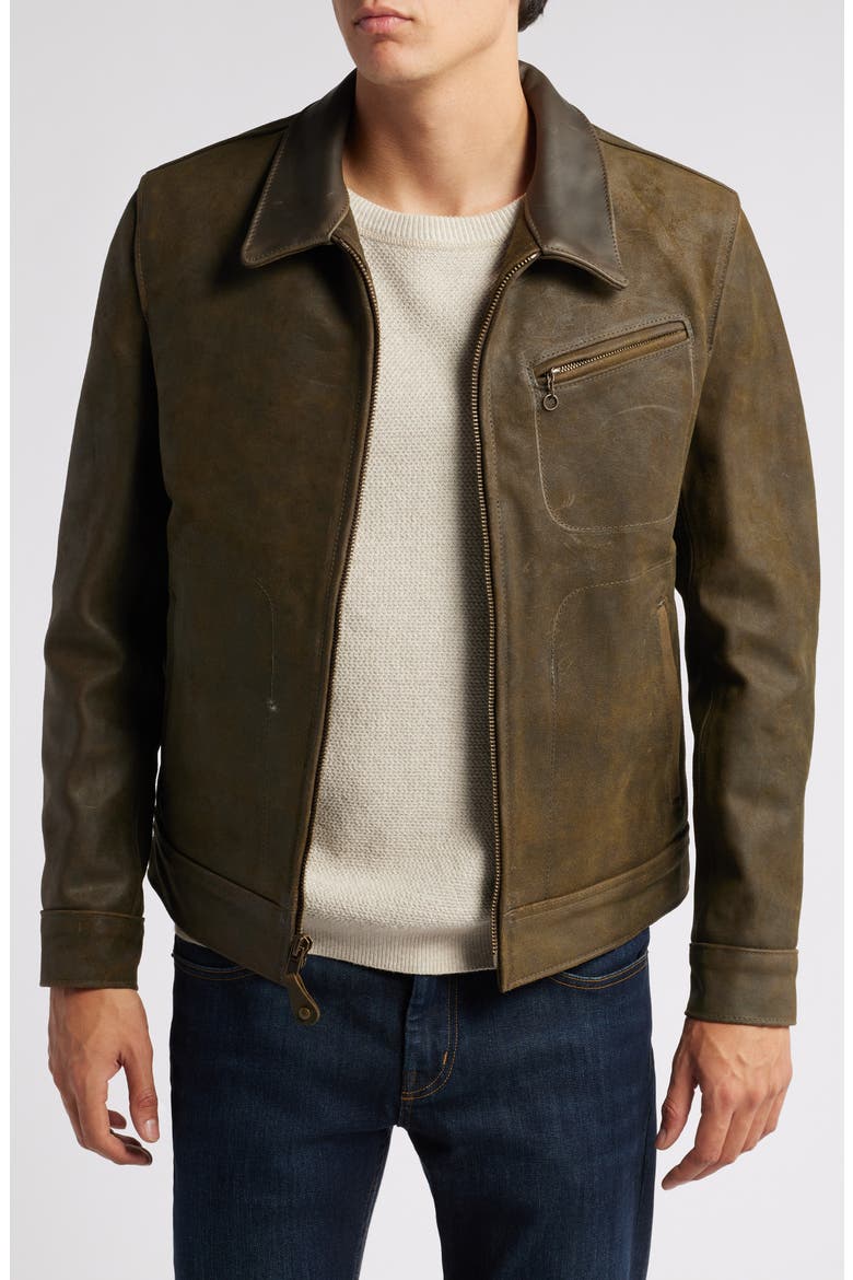 Leather Jacket, Main, color, OLIVE