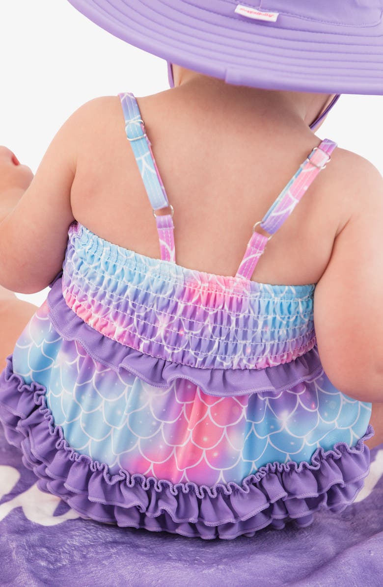 RuffleButts Kids' Mermaid One-Piece Swimsuit, Alternate, color, Purple Multi