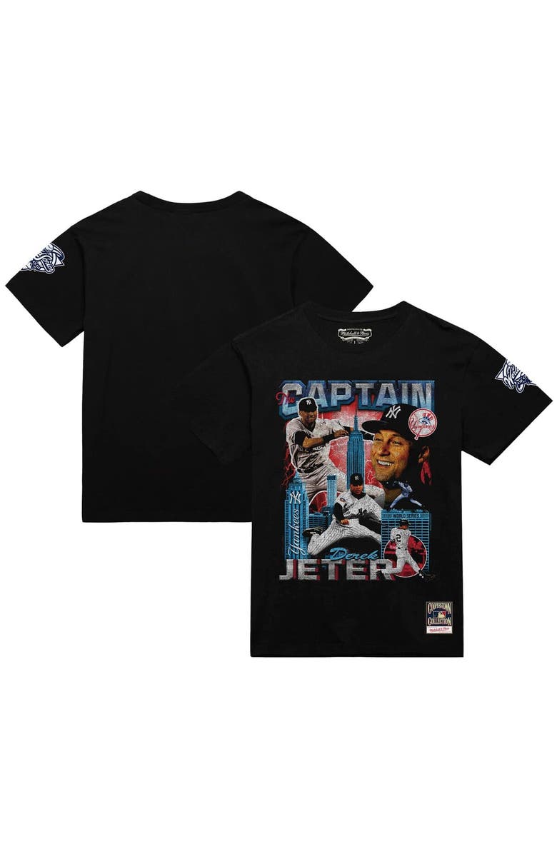 Mitchell 
Ness Men
s Derek Jeter Black New York Yankees 2000 World Series MVP Collage T-Shirt, Main, color, 