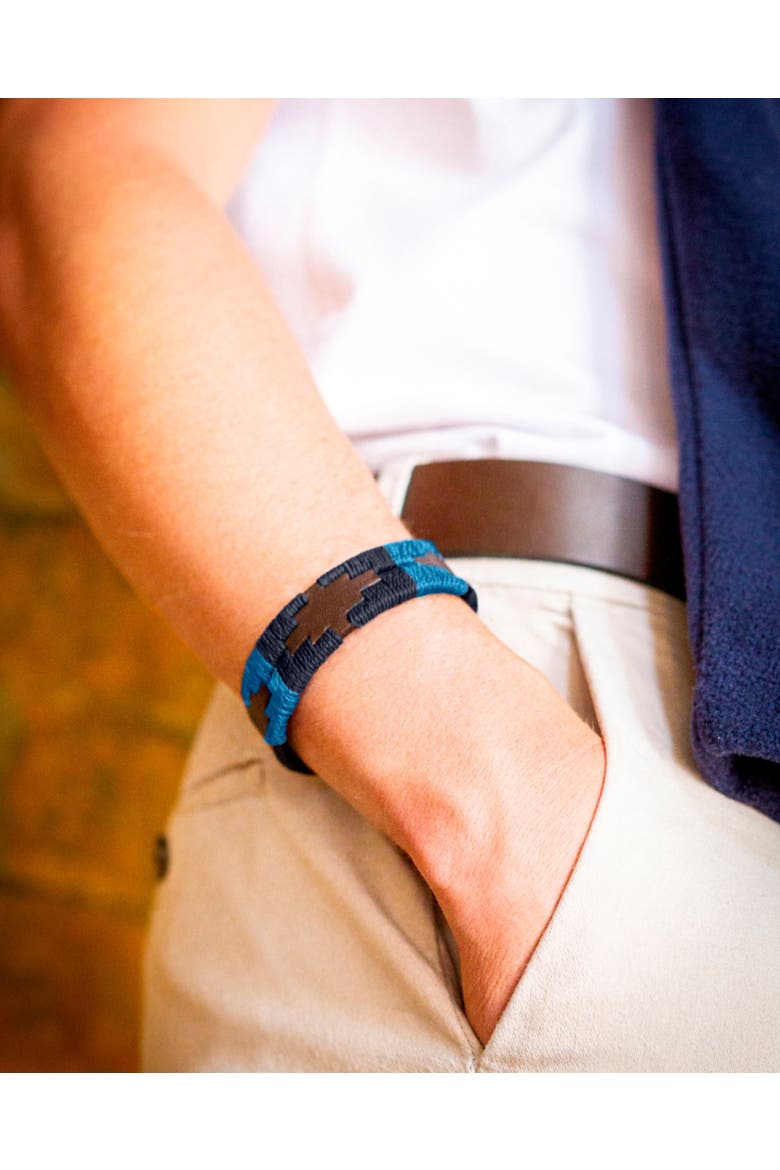 Bracelet - Azules Stitching, Alternate, color, Brown/Navy/Blue