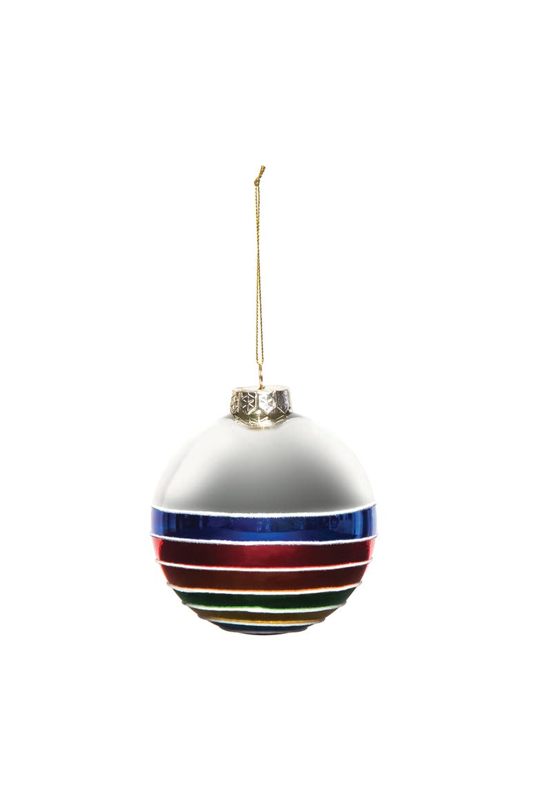 Multi Color Glass Ball Ornament, Main, color, White