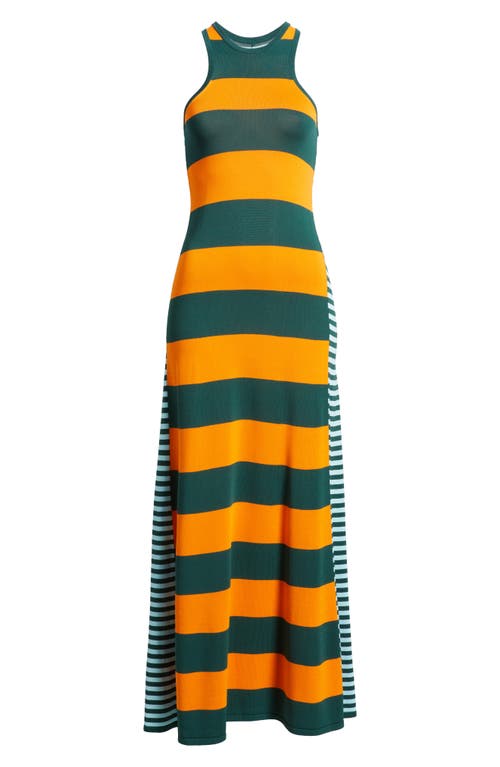 Solid & Striped The Oria Stripe Maxi Dress In Marmalade  Evergreen/sky