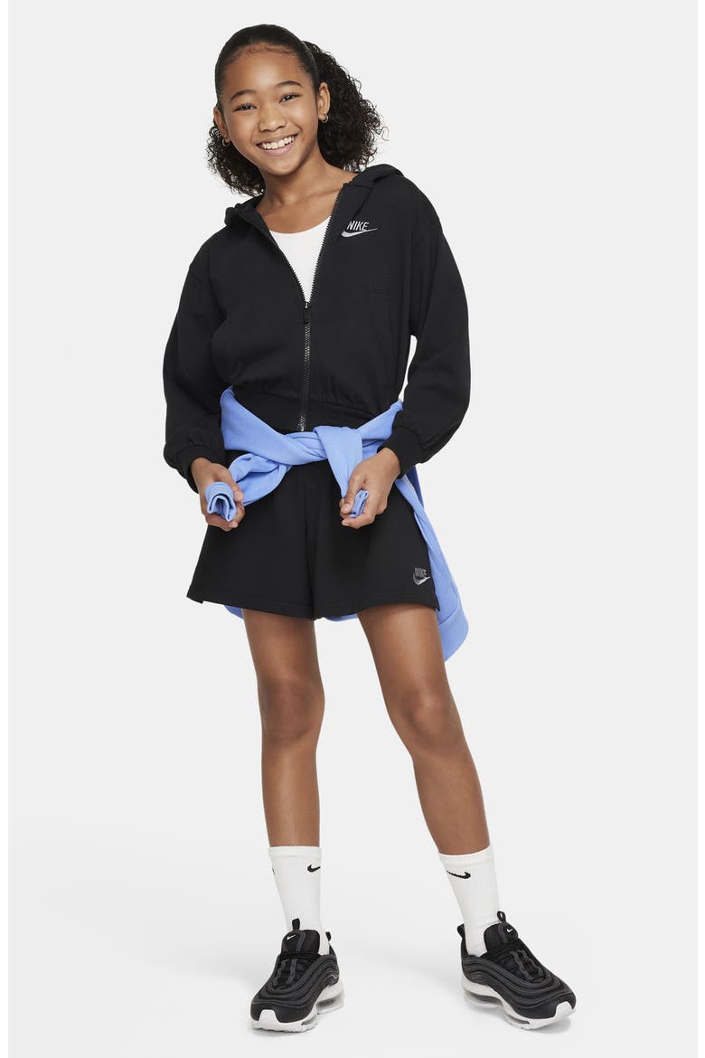 Kids' Sportswear Cotton Jersey Hoodie, Alternate, color, BLACK/ FLAT PEWTER