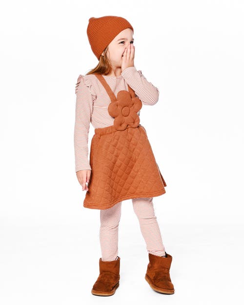 Deux Par Deux Quilted Overall Dress In Brown