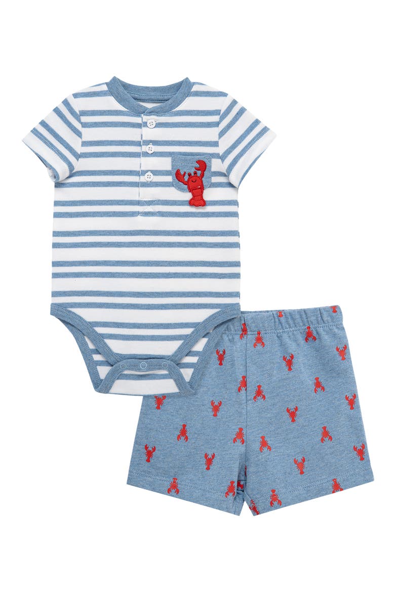 Lobster Bodysuit & Shorts Set, Main, color, BLUE