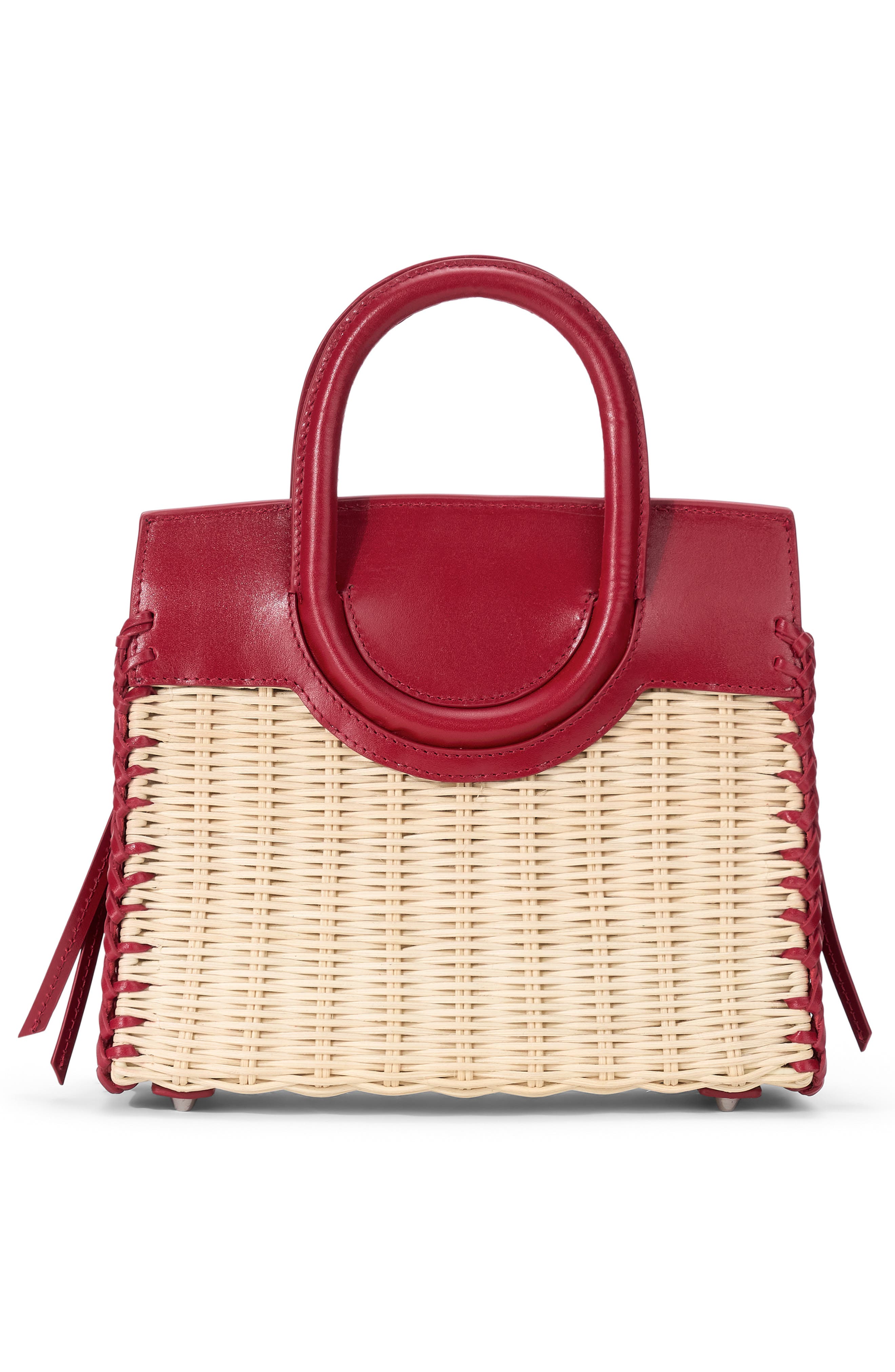 Mini Maude Wicker Top Handle Bag, Alternate, color, NATURAL/ ROUGE