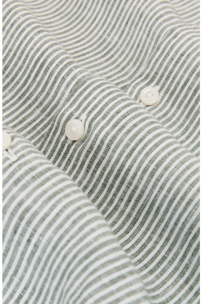 Ruban Stripe Linen Button-Up Shirt, Alternate, color, DARK SAGE/ WHITE