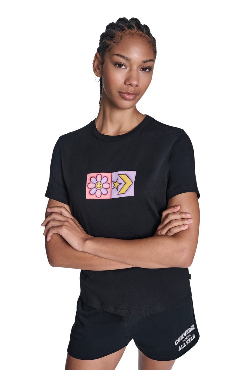 Converse Flower Grid T-Shirt, Main, color, Converse Black