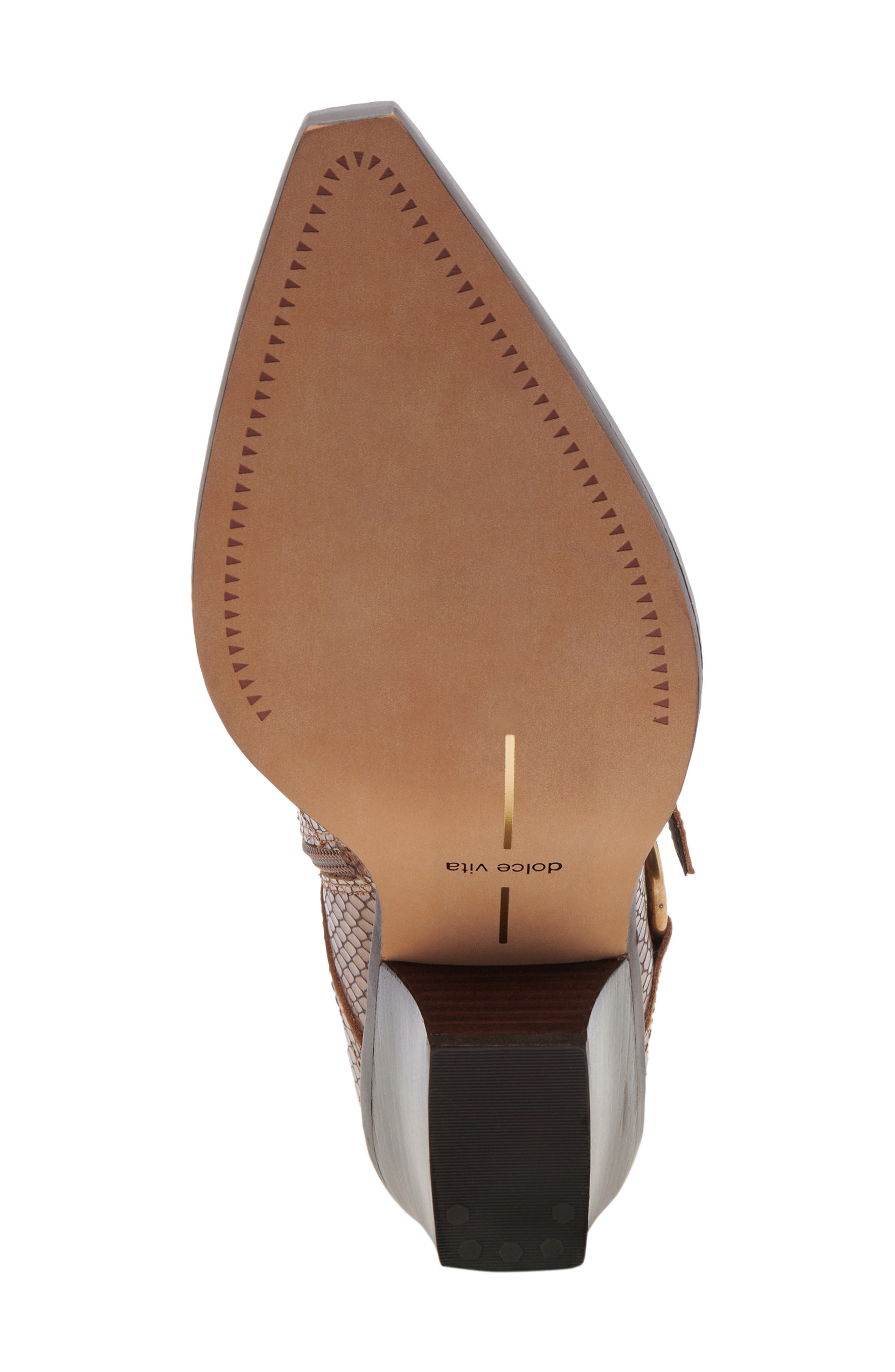 Dolce Vita Rave Pointed Toe Bootie, Alternate, color, Saddle Embossed Leather