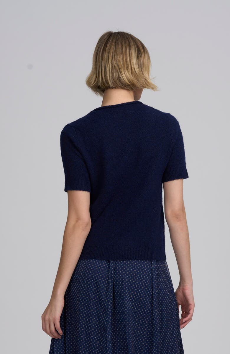 ELLE Collection Moss Yarn Shell, Alternate, color, Navy