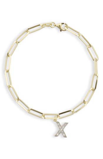 Meshmerise Diamond Initial Charm Bracelet In Yellow-x
