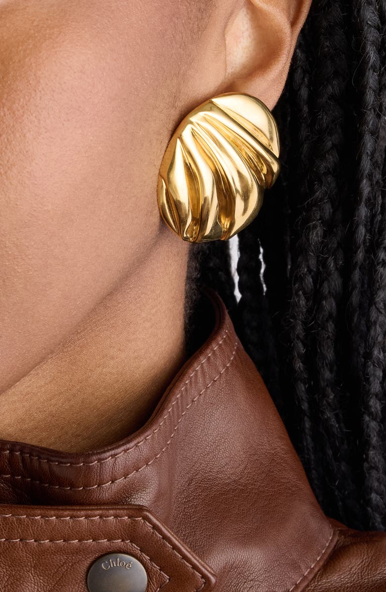 Chloé Molten Stud Earrings, Alternate, color, Vintage Gold