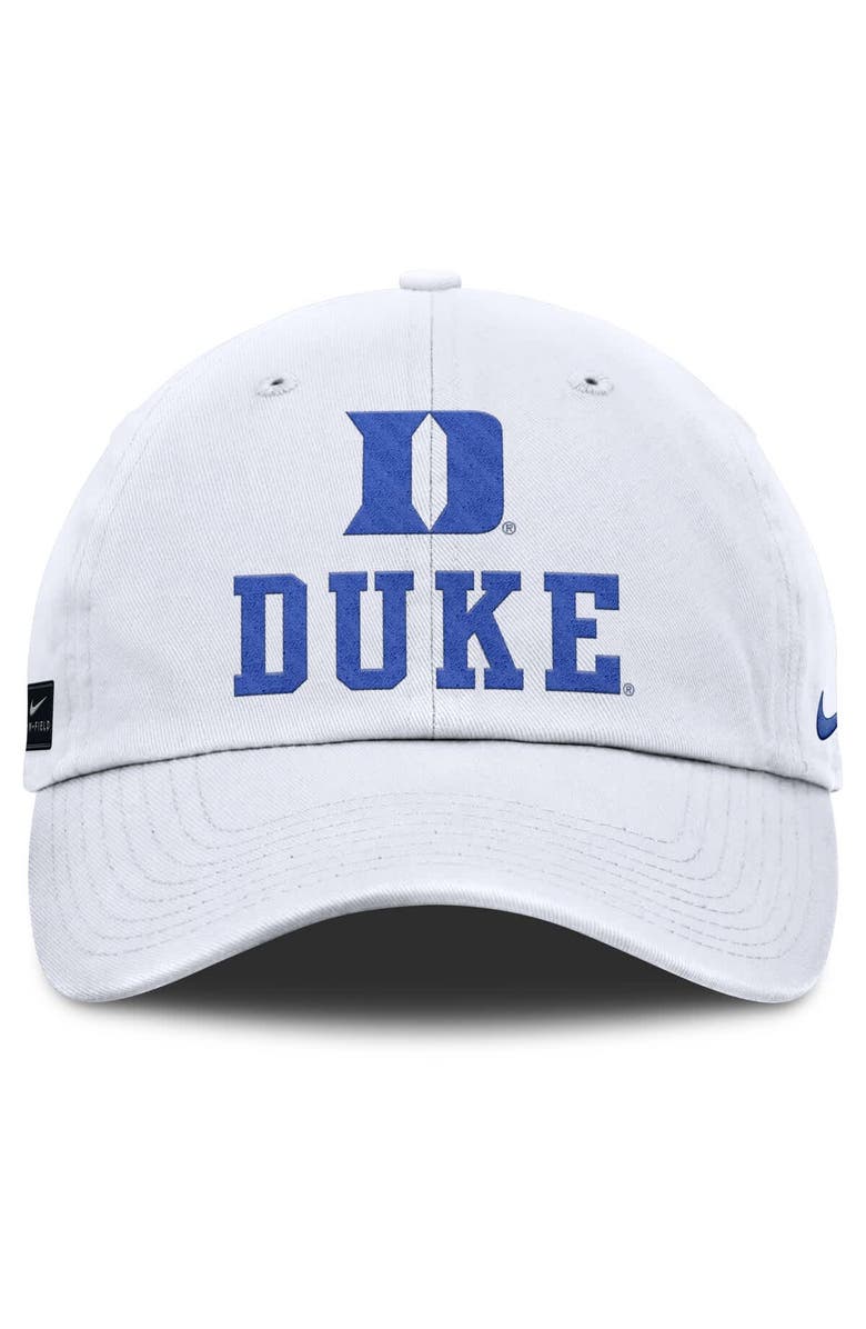 Nike Men's Nike White Duke Blue Devils 2025 Sideline Club Adjustable Hat, Alternate, color, 