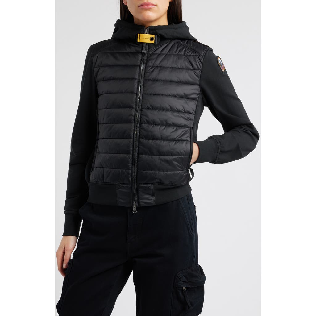 Shop Parajumpers Caelie Water Repellent Mixed Media Quilted Jacket In Black