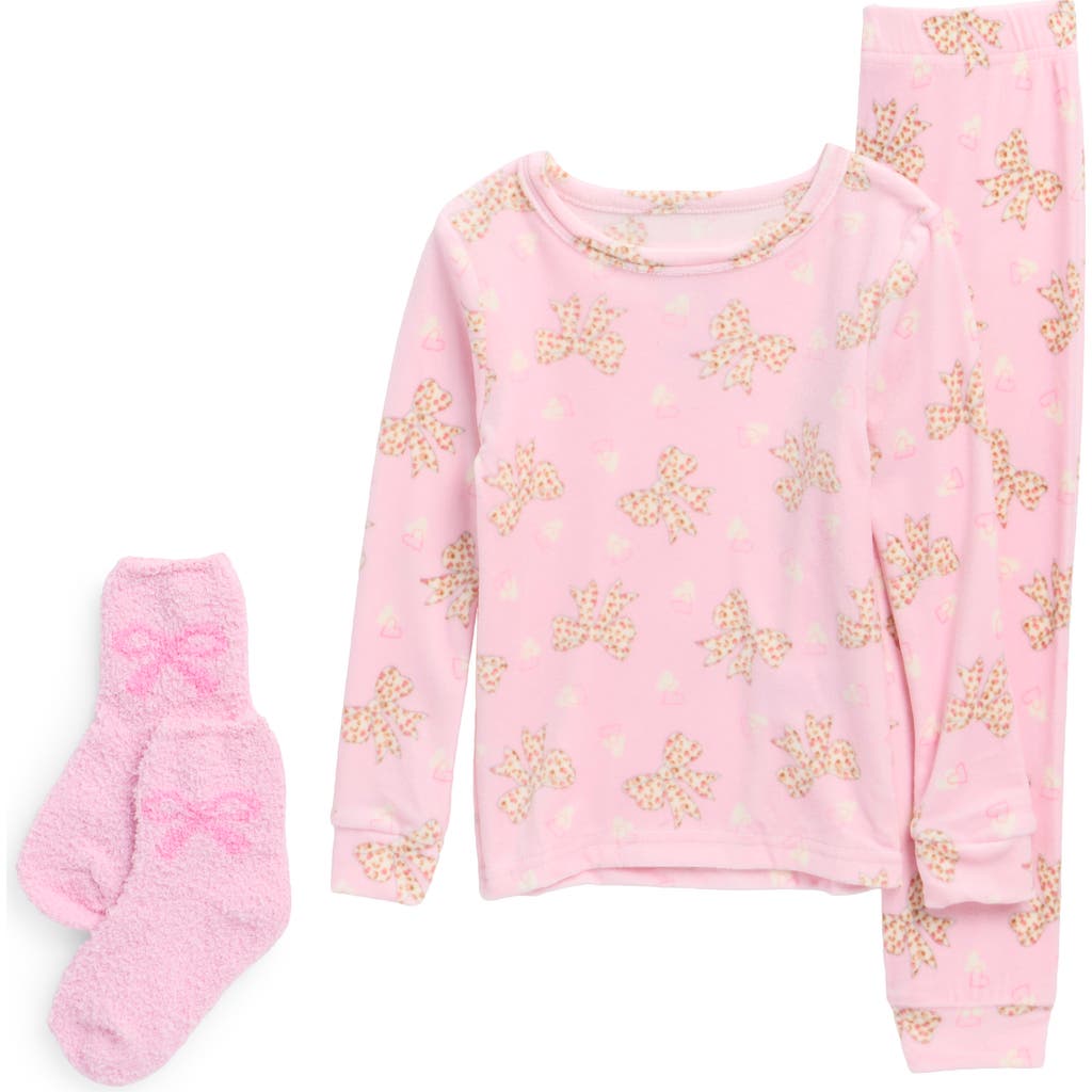 Sleep On It Kids' 3-piece Pajamas & Socks Set In Pink