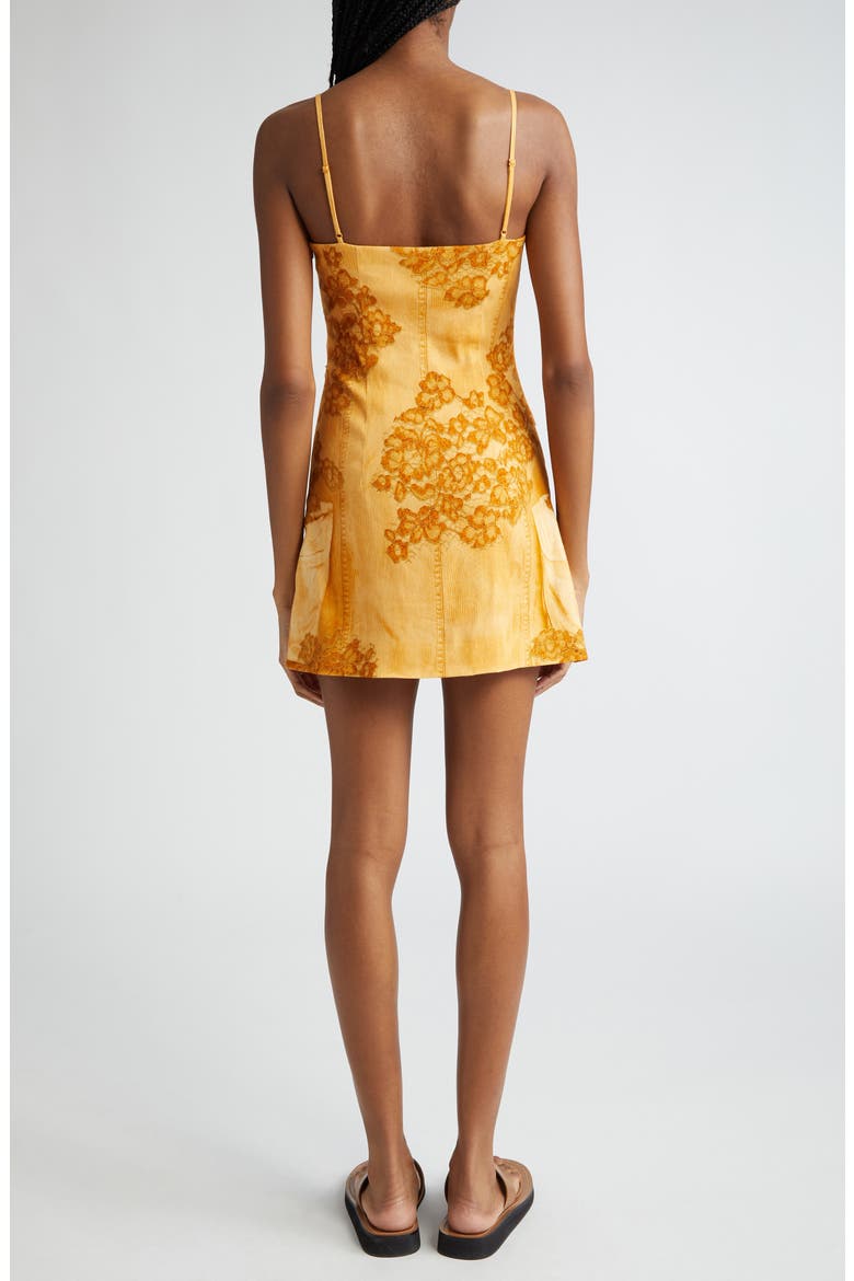 Dua Trompe l'Oeil Print Minidress, Alternate, color, FADED ORANGE