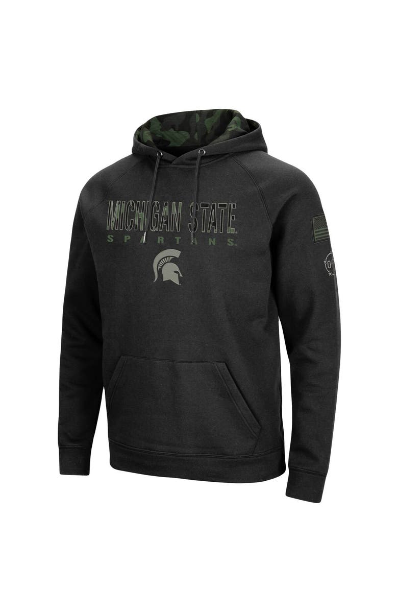 COLOSSEUM Men's Colosseum Black Michigan State Spartans OHT Military Appreciation Camo Pullover Hoodie, Alternate, color, Black