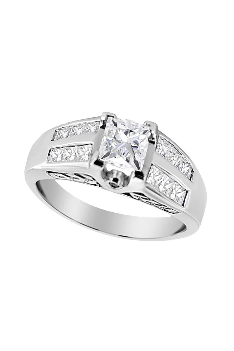 14K White Gold 1 1/4 Cttw Princess Cut Diamond Engagement Ring, Alternate, color, White