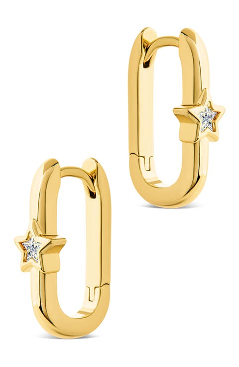 Bodil Cubic Zirconia Star Oval Hoop Earrings