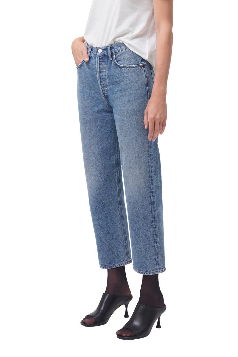 '90s Crop Loose Straight Leg Organic Cotton Jeans, Alternate, color, PASSENGER MD INDIGO