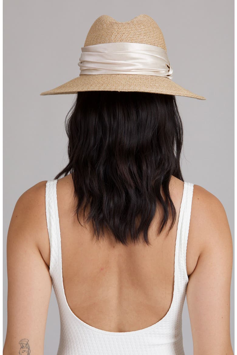 Courtney Packable Straw Fedora, Alternate, color, SAND