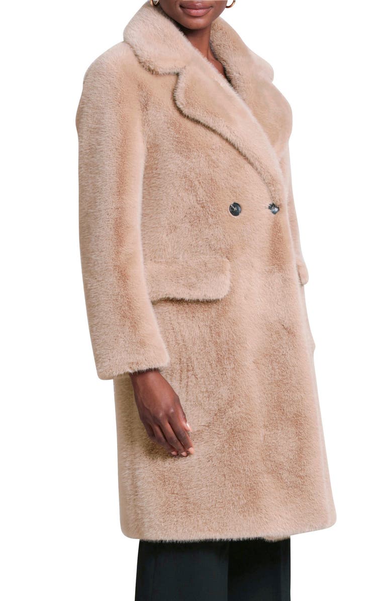 Avec Les Filles Relaxed Fit Longline Double Breasted Faux Mink Coat, Alternate, color,