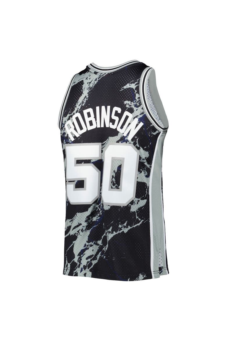 Men's Mitchell & Ness David Robinson Black San Antonio Spurs 1998/99 Hardwood Classics Marble Swingman Jersey, Alternate, color, Black