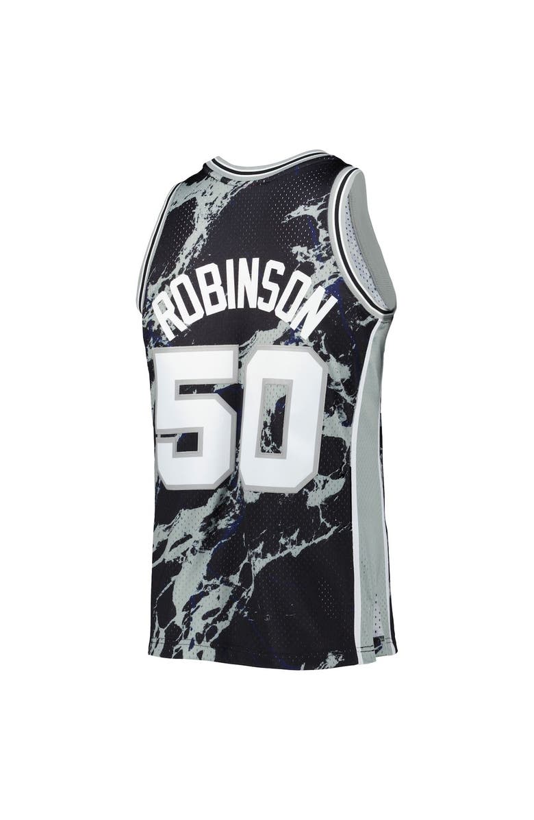 Mitchell & Ness Men's Mitchell & Ness David Robinson Black San Antonio Spurs 1998/99 Hardwood Classics Marble Swingman Jersey, Alternate, color, 
