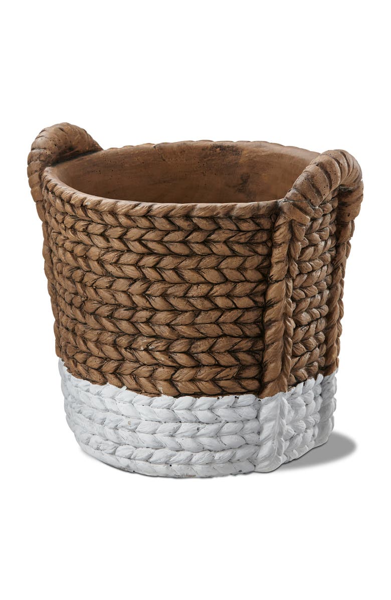 tag Palermo Two Tone Cement Basket Weave Print Planter, Main, color, White