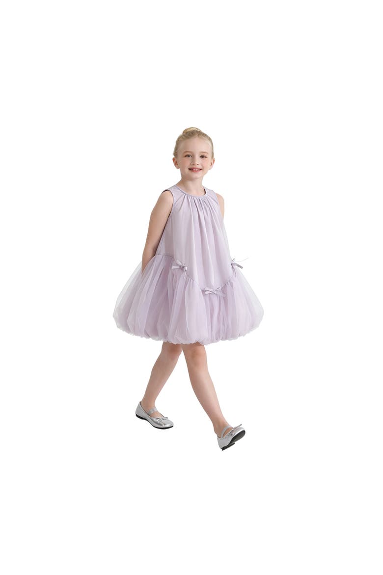 Marielle Layered Bow Tulle Dress, Alternate, color, Purple