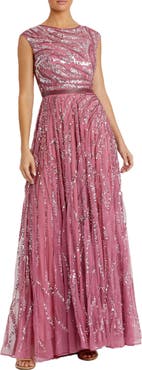 Mac Duggal Cap Sleeve Embellished Evening Gown