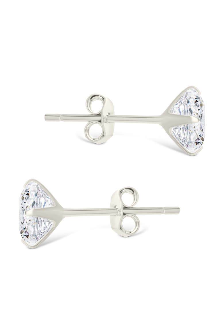 Cushion-Cut Cubic Zirconia Stud Earrings, Alternate, color, SILVER