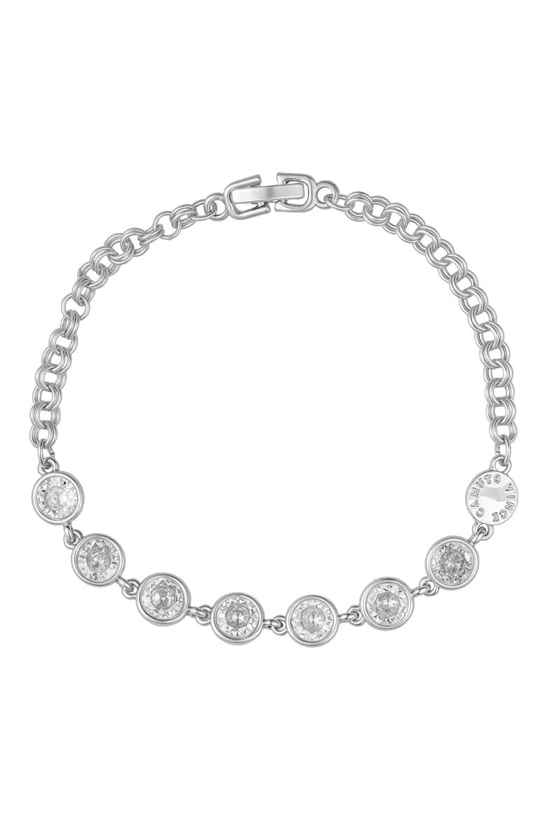 Bezel Set CZ Bracelet, Alternate, color, SILVER TONE