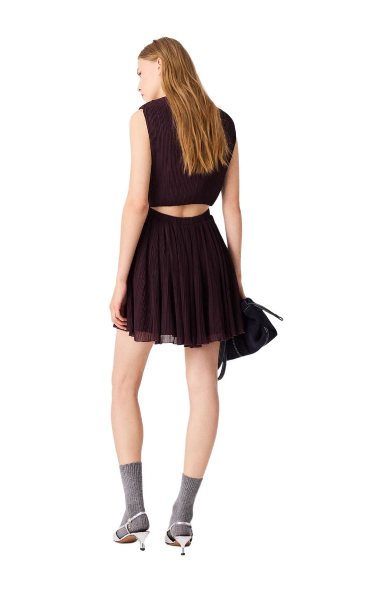 Short pleated skater dress, Alternate, color, Eggplant