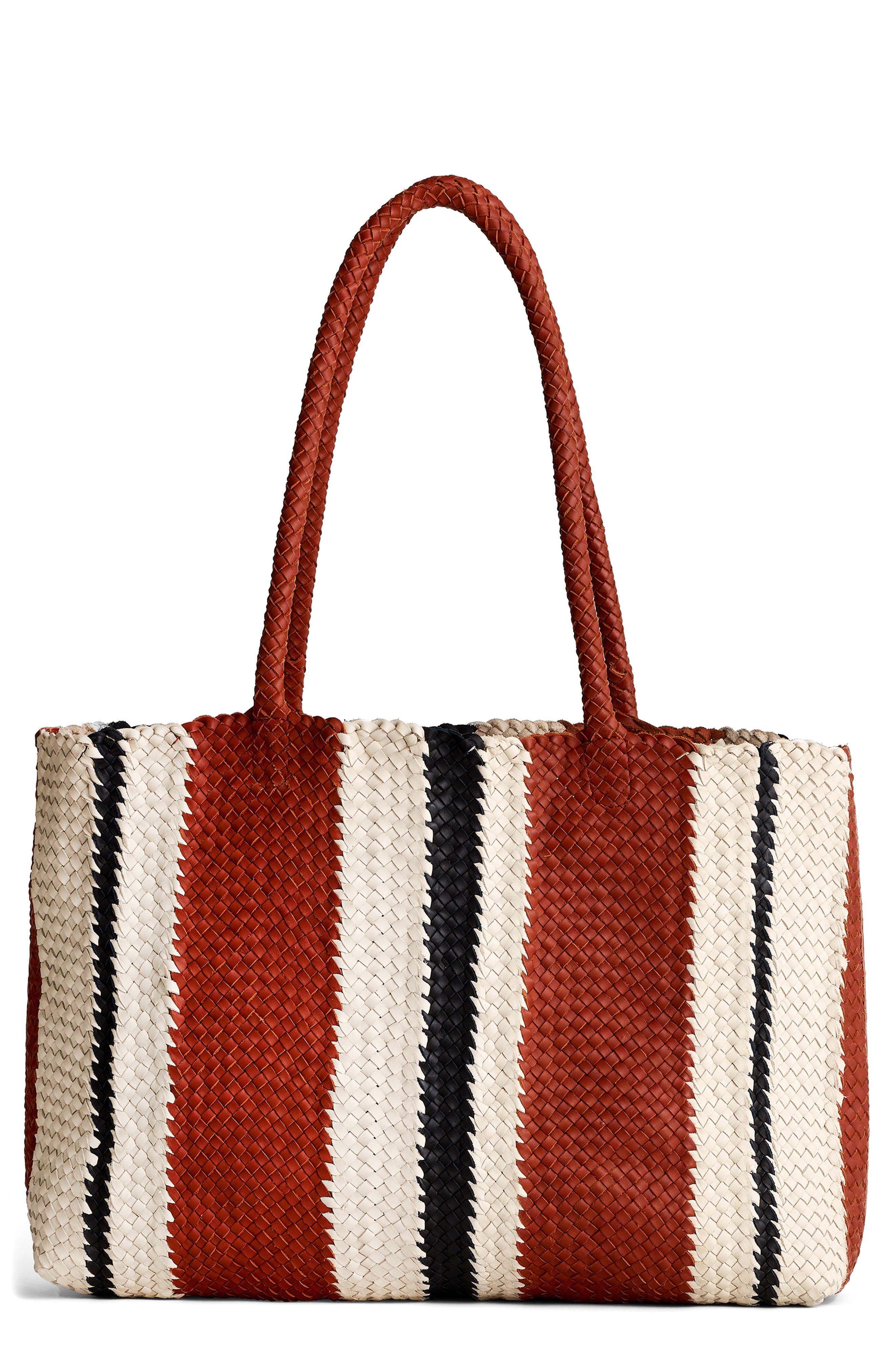 Madewell Leather Stripe Woven Tote