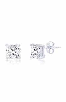 BLACKJACK 8mm Square Cubic Zirconia Stud Earrings