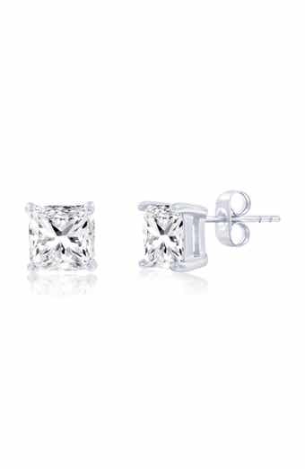 BLACKJACK 8mm Square Cubic Zirconia Stud Earrings