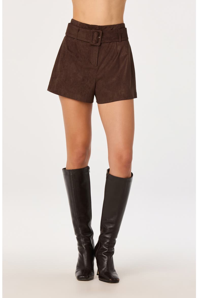 Rain High Waist Belted Shorts, Main, color, ESPRESSO