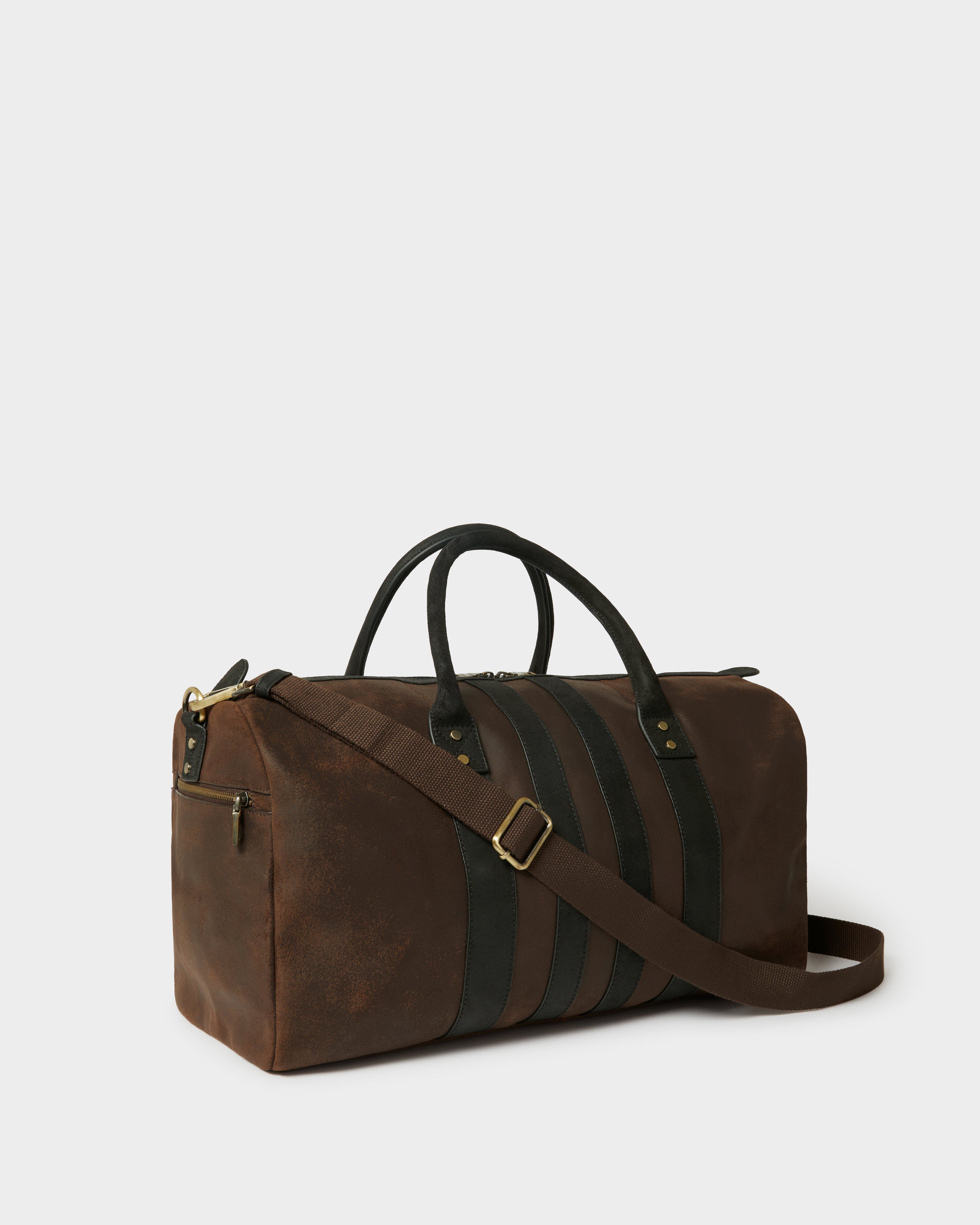 The Jenson Leather Holdall, Alternate, color, Chocolate & Black