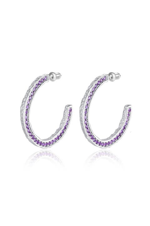 Cubic Zirconia Molten C Hoop Earrings