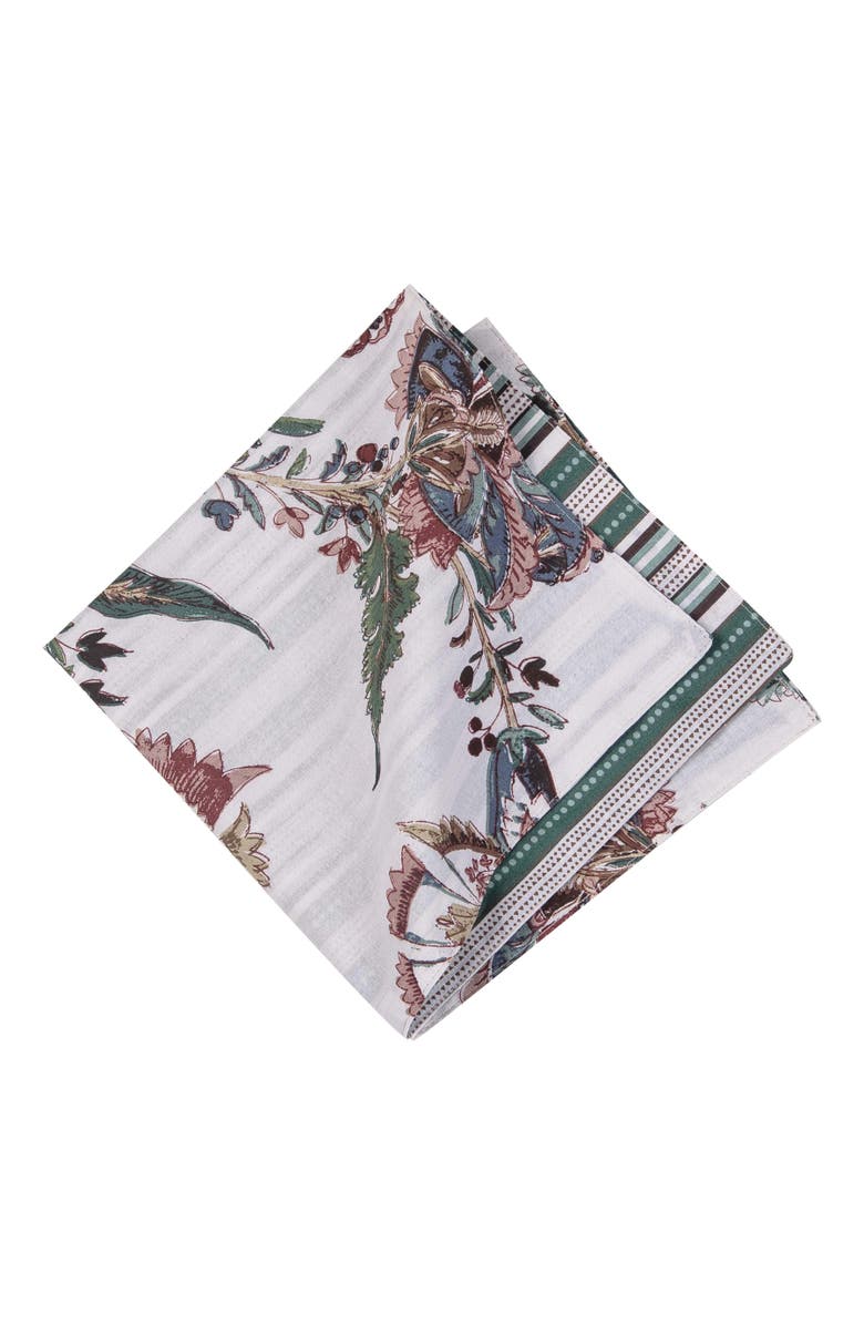 C&F Home Braelyn Abstract Botanicals Striped Set of 6 Cloth Napkins, Alternate, color, Red