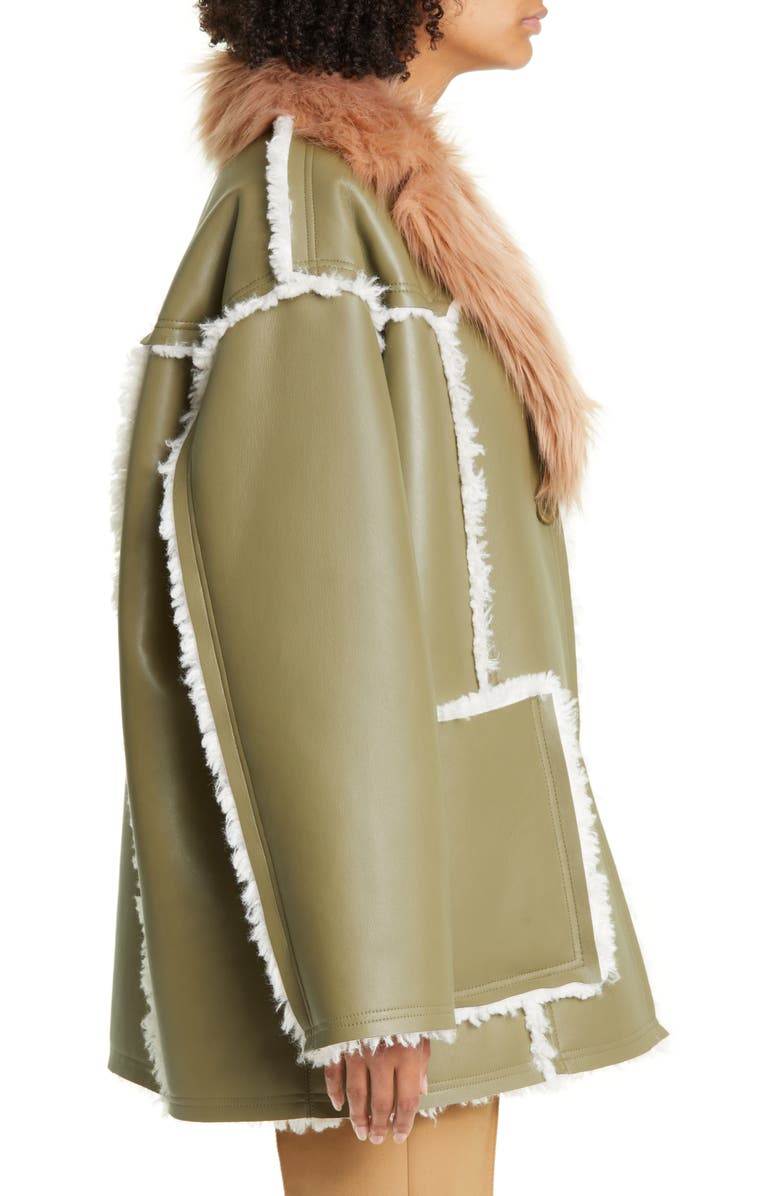 Stand Studio Angelina Faux Leather Jacket with Faux Shearling Trim, Alternate, color,